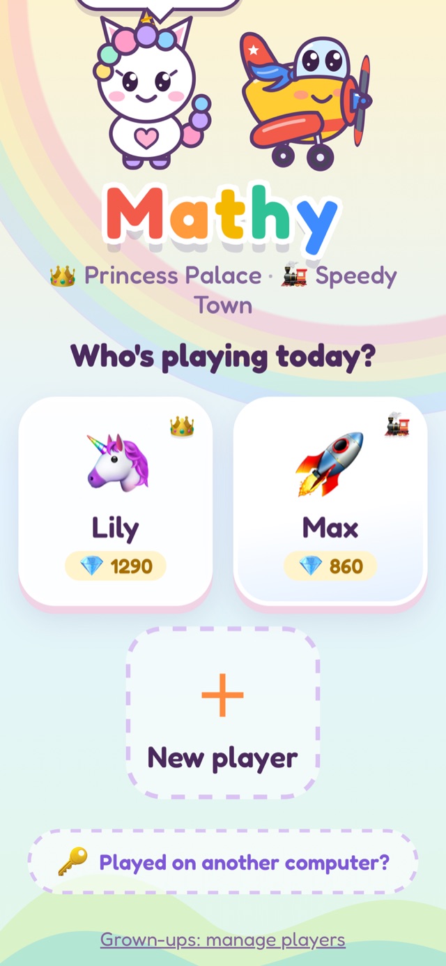 Who's playing today? screen with two players